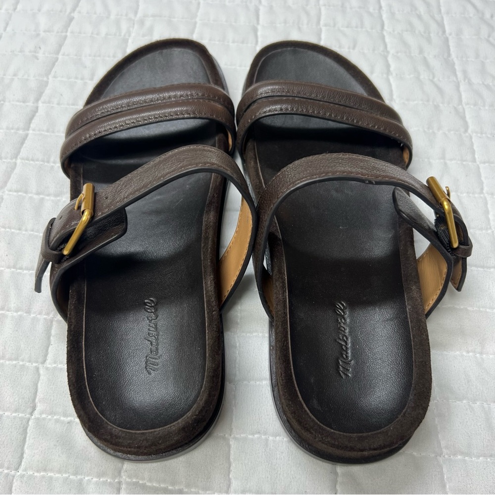Madewell The Dara Double-Strap Slide Sandal in Dark Carob Brown Size 7.5 - Picture 6 of 12